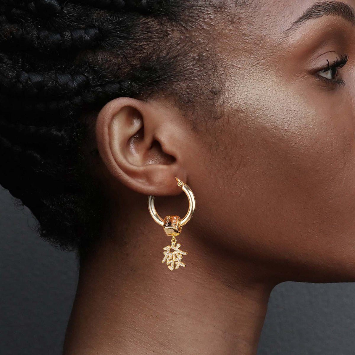 Sterling Silver Four-Leaf Clover Charms Earrings Set In 14K Gold Plated