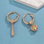 Sterling Silver Vitality of Baseball Charms Earrings Set In 14K Gold Plated