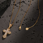 Sterling Silver Divine Blessing Tarnish-Resistant Cross Pendant Necklace – 14K Gold Plated