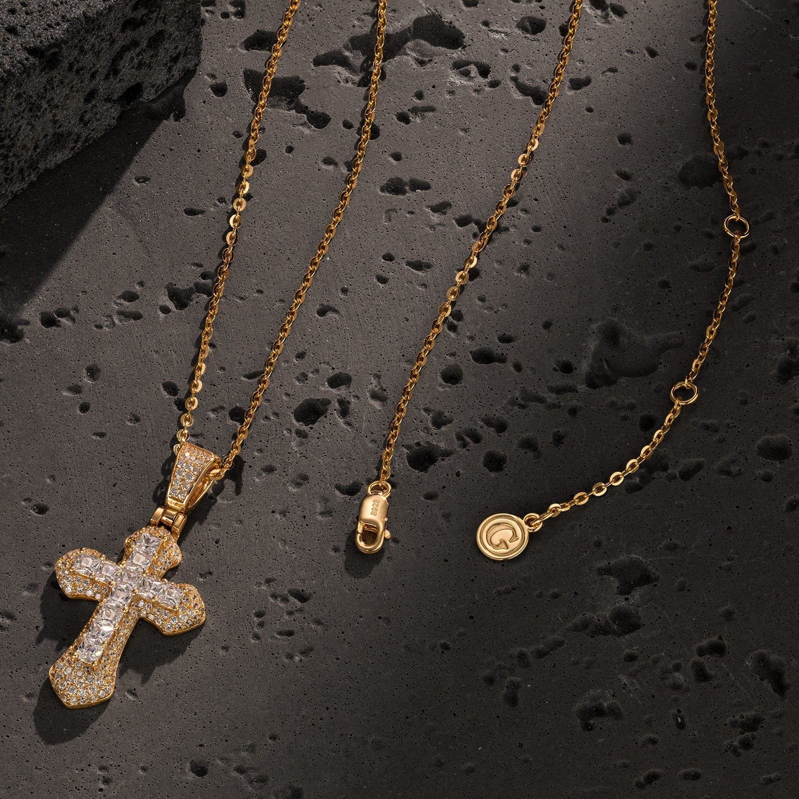 Sterling Silver Divine Blessing Tarnish-Resistant Cross Pendant Necklace – 14K Gold Plated