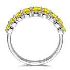 Round Brilliant Cut Vivid Violet Lab-Certified Purple Sapphire Half Eternity Ring – 14K Yellow Gold Plated