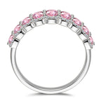 Round Brilliant Cut Vivid Violet Lab-Certified Purple Sapphire Half Eternity Ring – 14K Yellow Gold Plated
