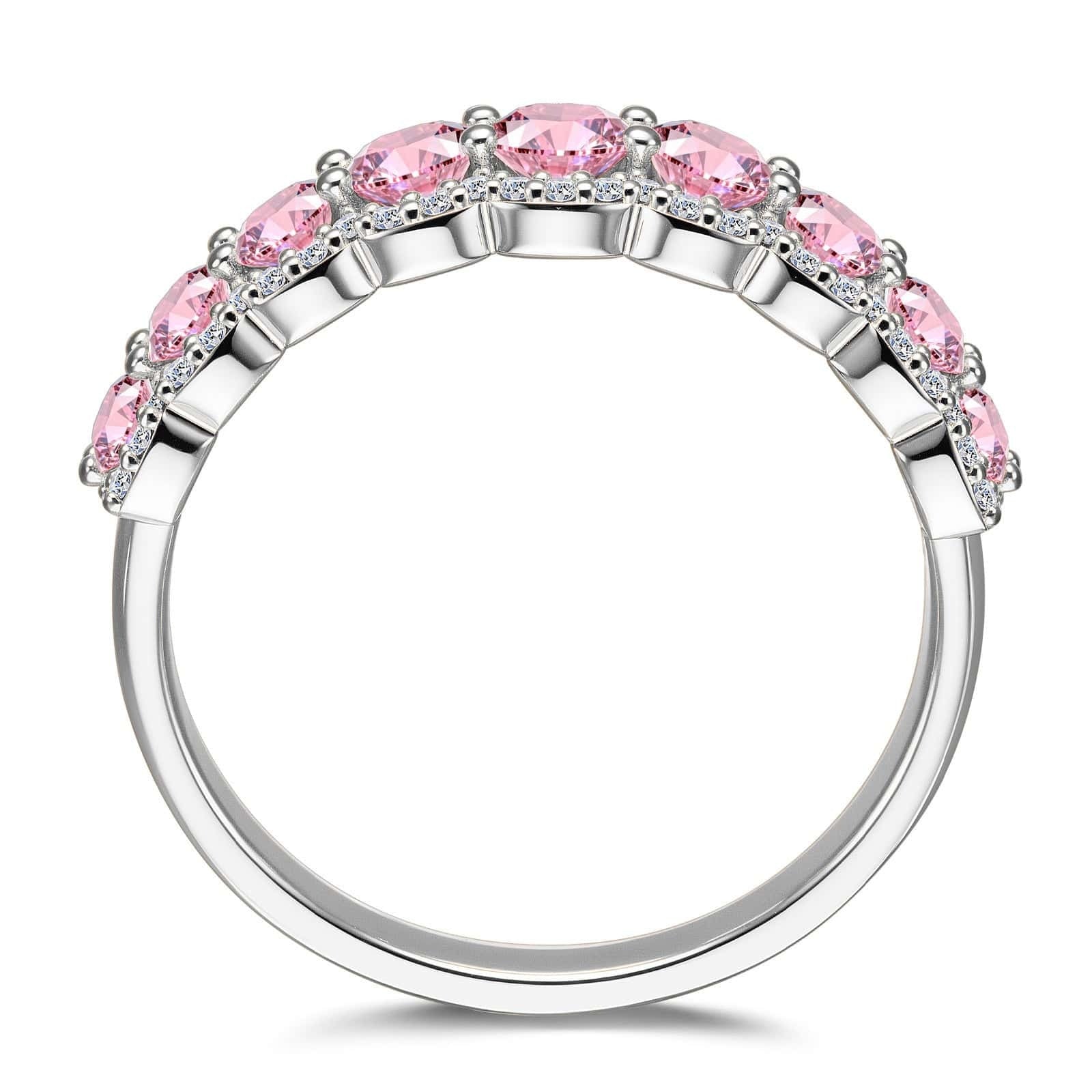 Round Brilliant Cut Vivid Violet Lab-Certified Purple Sapphire Half Eternity Ring – 14K Yellow Gold Plated