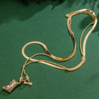 Sterling Silver Yorkie Love Charms Necklace Set with Crystal from Swarovski – 14K Gold Plated