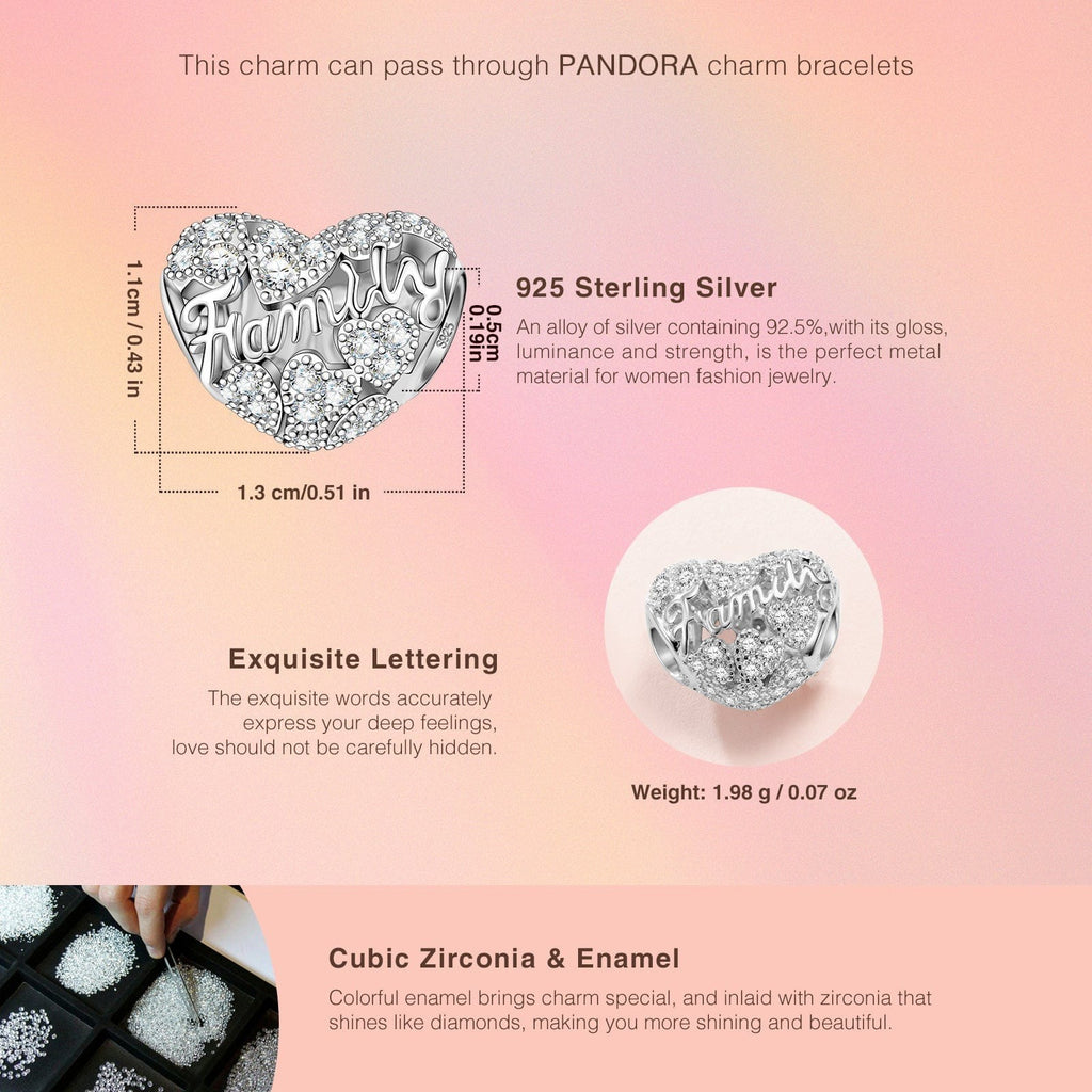 Family Heart Charms