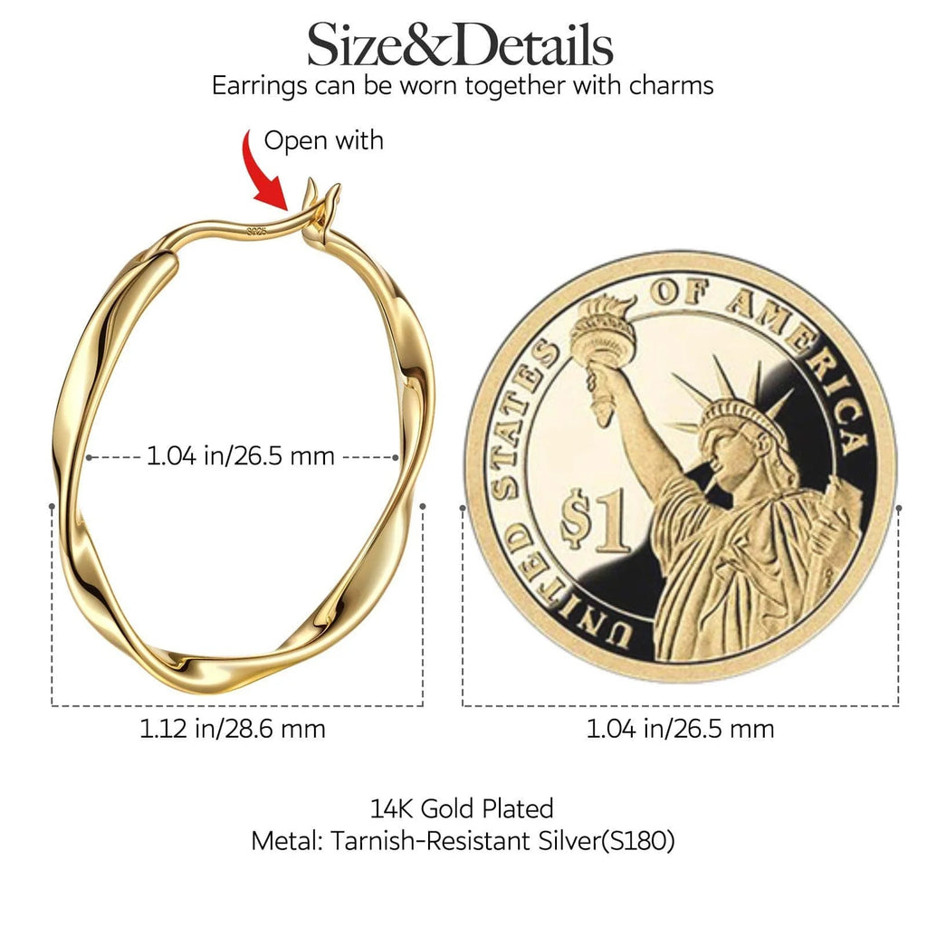 Purple Magic City Tarnish-Resistant Silver Charms Earrings Set M Size Classic Hoop Earrings with Sterling Silver Ear Post With Enamel In 14K Gold Plated