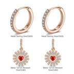 Sterling Silver Gerbera Charms Earrings Set In Rose Gold Plated