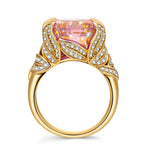 12x12mm Cushion Modified Brilliant Cut Ice-Frosted Sparkle Lab Zircon Pavé Classic Engagement Ring – 14K Yellow Gold Plated