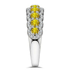 Round Brilliant Cut Vivid Violet Lab-Certified Purple Sapphire Half Eternity Ring – 14K Yellow Gold Plated