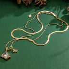 Sterling Silver Feline Elegance Charms Necklace Set with Crystal from Swarovski – 14K Gold Plated
