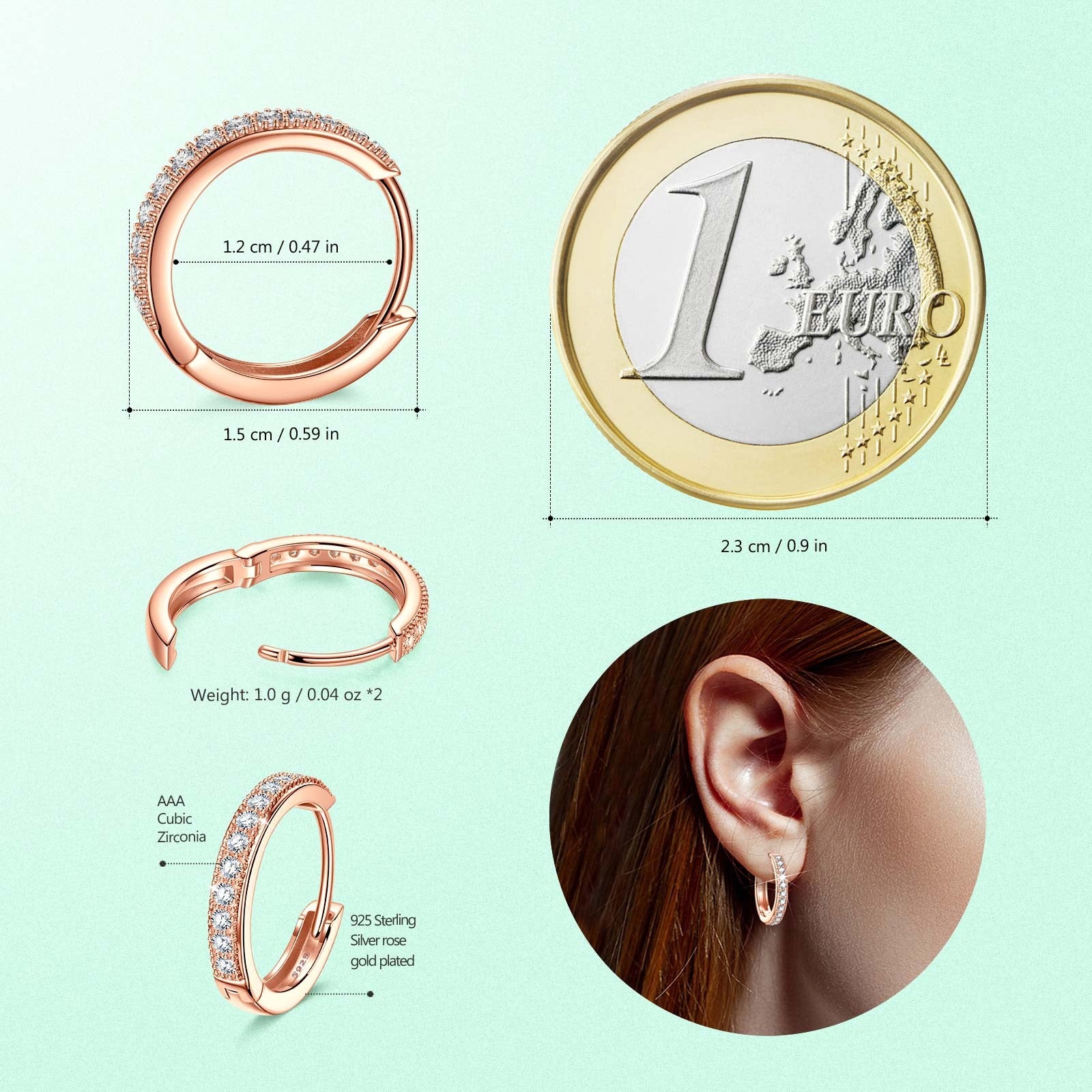 Sterling Silver Gerbera Charms Earrings Set In Rose Gold Plated