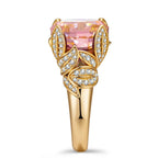 12x12mm Cushion Modified Brilliant Cut Ice-Frosted Sparkle Lab Zircon Pavé Classic Engagement Ring – 14K Yellow Gold Plated