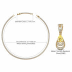 Sterling Silver Tennis Chain Mermaid’s Tear Charms Necklace Set – 14K Gold Plated