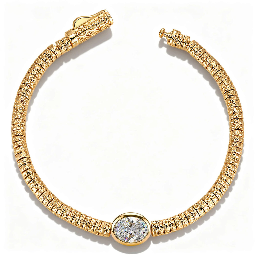 Solitaire Moissanite Oval-Cut Statement Bracelet