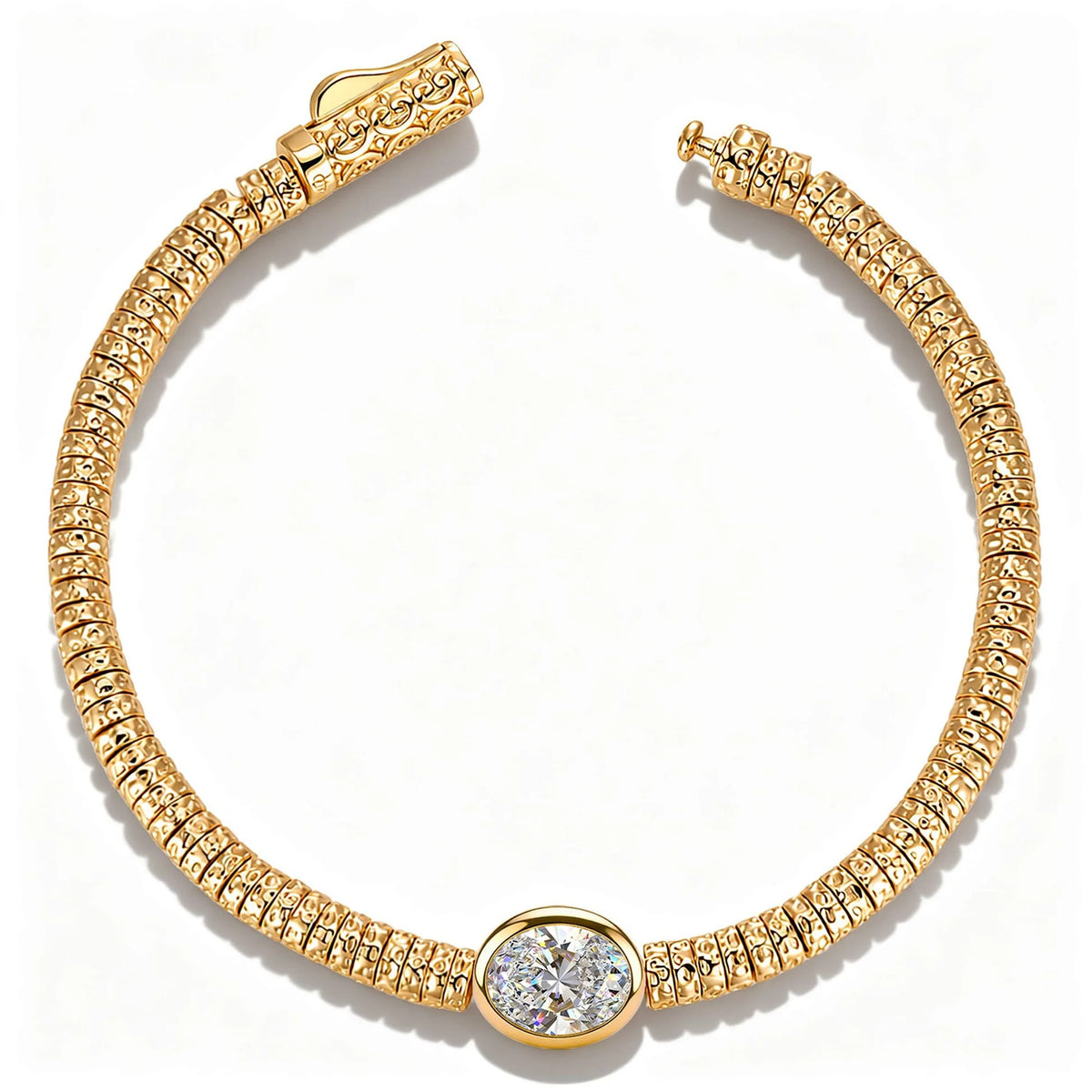Solitaire Moissanite Oval-Cut Statement Bracelet
