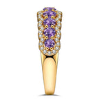 Round Brilliant Cut Vivid Violet Lab-Certified Purple Sapphire Half Eternity Ring – 14K Yellow Gold Plated