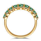 Round Brilliant Cut Vivid Violet Lab-Certified Purple Sapphire Half Eternity Ring – 14K Yellow Gold Plated