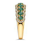 Round Brilliant Cut Vivid Violet Lab-Certified Purple Sapphire Half Eternity Ring – 14K Yellow Gold Plated
