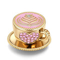 Cup of Leisure Tarnish-Resistant Silver Charms With Enamel In 14K Gold Plated