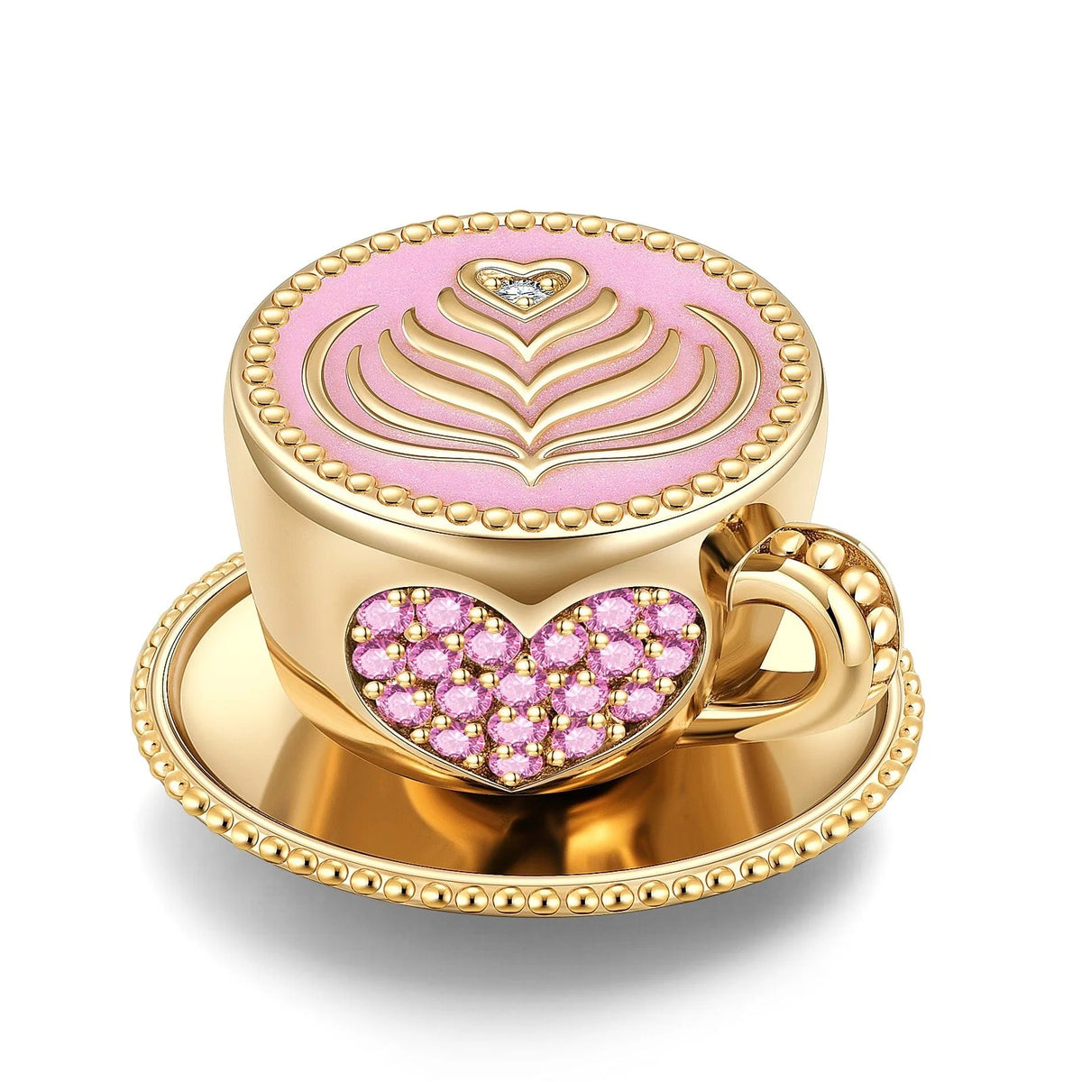 Cup of Leisure Tarnish-Resistant Silver Charms With Enamel In 14K Gold Plated
