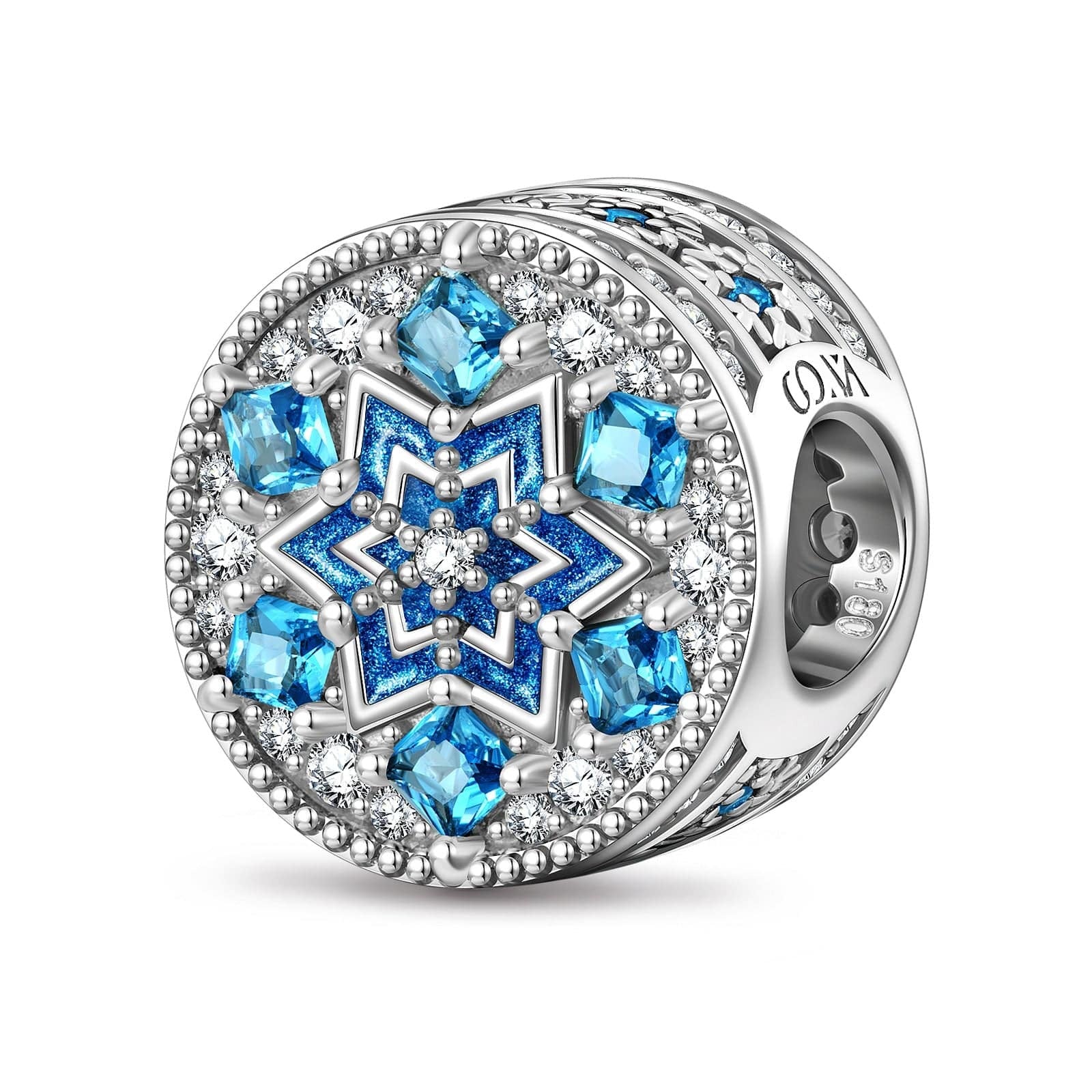 Crystalline Snowflake Tarnish-Resistant Silver Charms In White Gold Plated