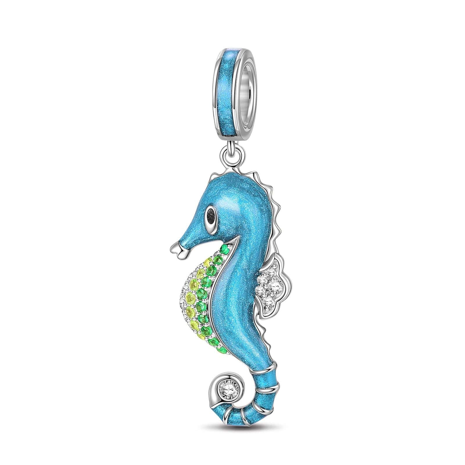 Blue Seahorse Dangle Charms With Enamel