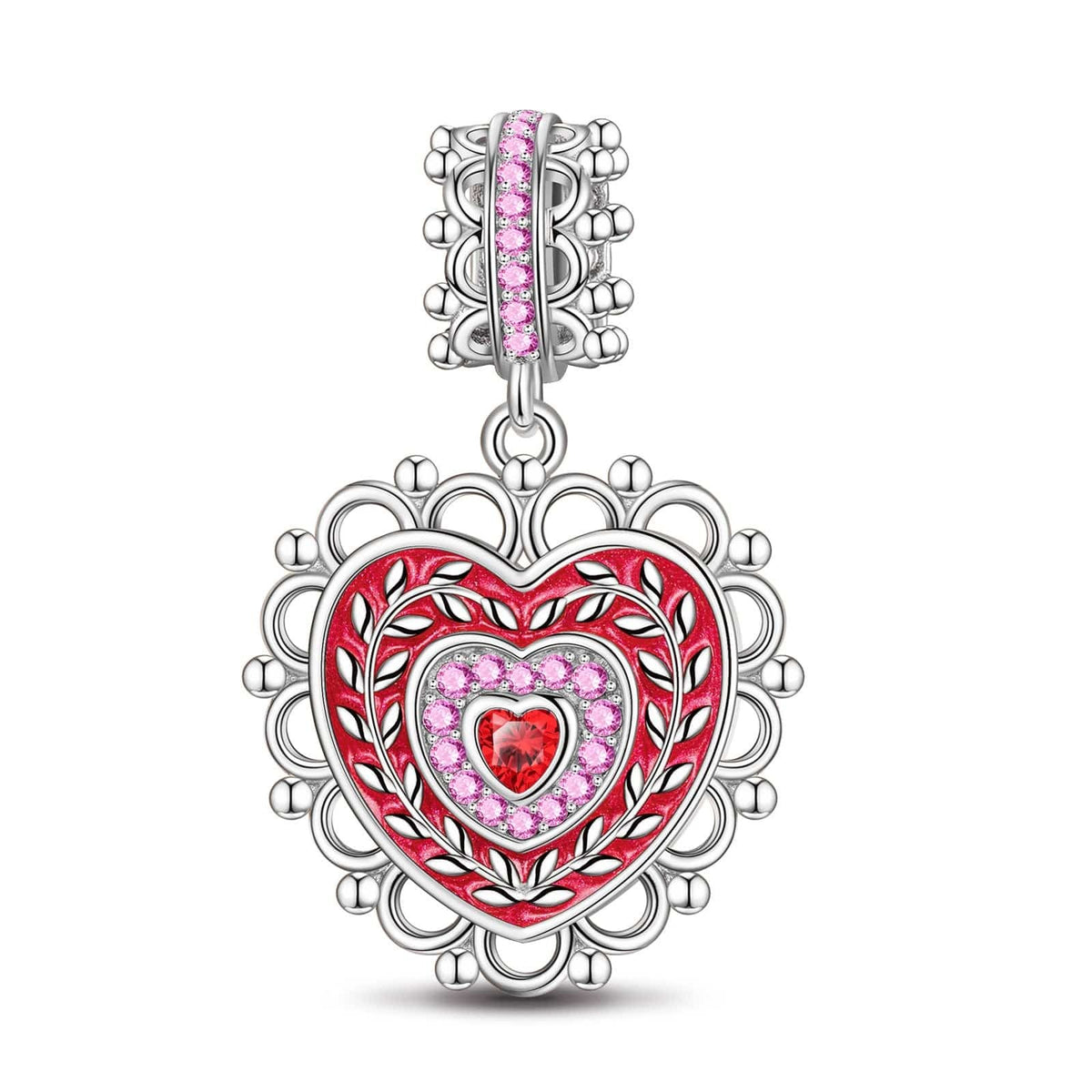 Crowned With Love Tarnish-Resistant Silver Dangle Charms With Enamel