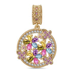 Floral Whirl Tarnish-Resistant Silver Dangle Charms In 14K Gold Plated