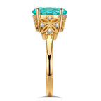 Oval Brilliant Cut Paraiba Tourmaline Pavé Engagement Ring – 14K Yellow Gold Plated