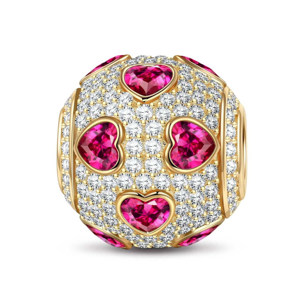 Pink Ice Heart Magic Tarnish-Resistant Silver Charms In 14K Gold Plated