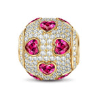 Pink Ice Heart Magic Tarnish-Resistant Silver Charms In 14K Gold Plated