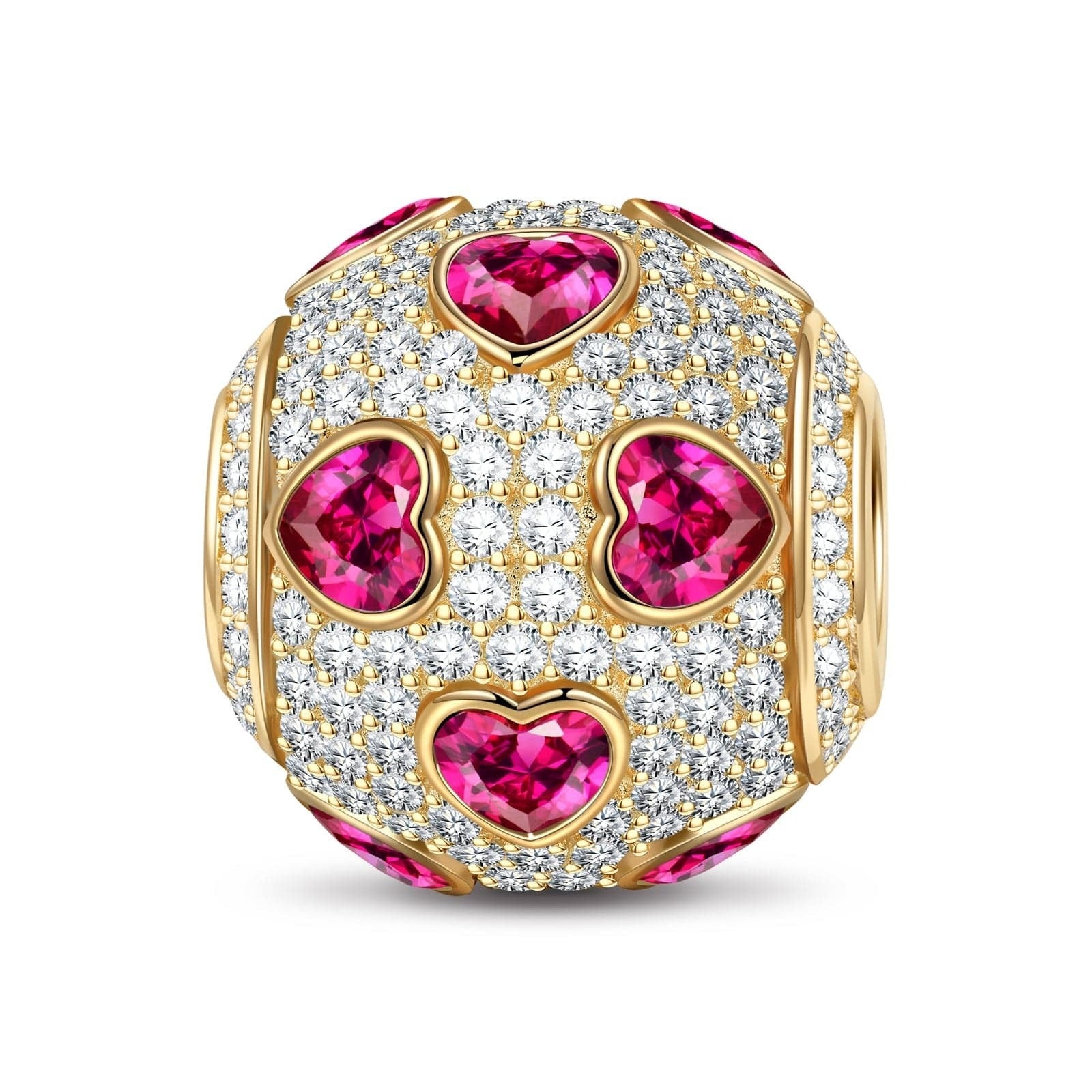 Pink Ice Heart Magic Tarnish-Resistant Silver Charms In 14K Gold Plated