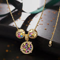 Sterling Silver Blossom Beauty Charms Necklace Set – 14K Gold Plated
