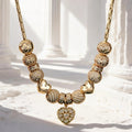Sterling Silver Gleaming Heartful Treasures Charms Necklace Set – 14K Gold Plated