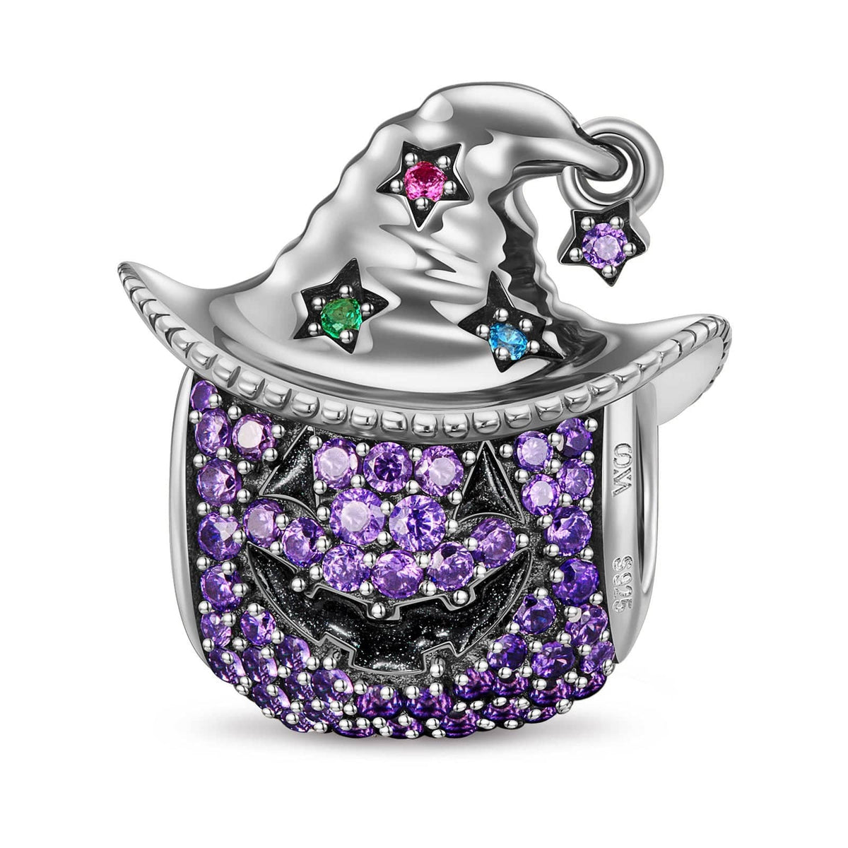Cowboy Pumpkin Tarnish-Resistant Silver Charms With Enamel