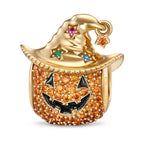 Cowboy Pumpkin Tarnish-Resistant Silver Charms With Enamel