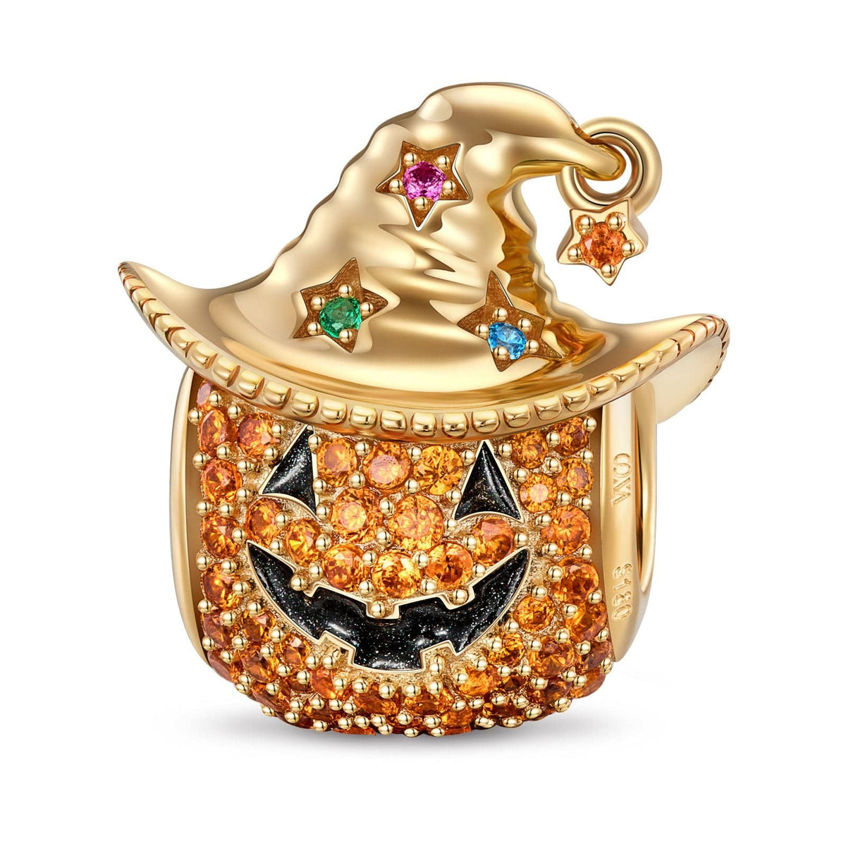Cowboy Pumpkin Tarnish-Resistant Silver Charms With Enamel