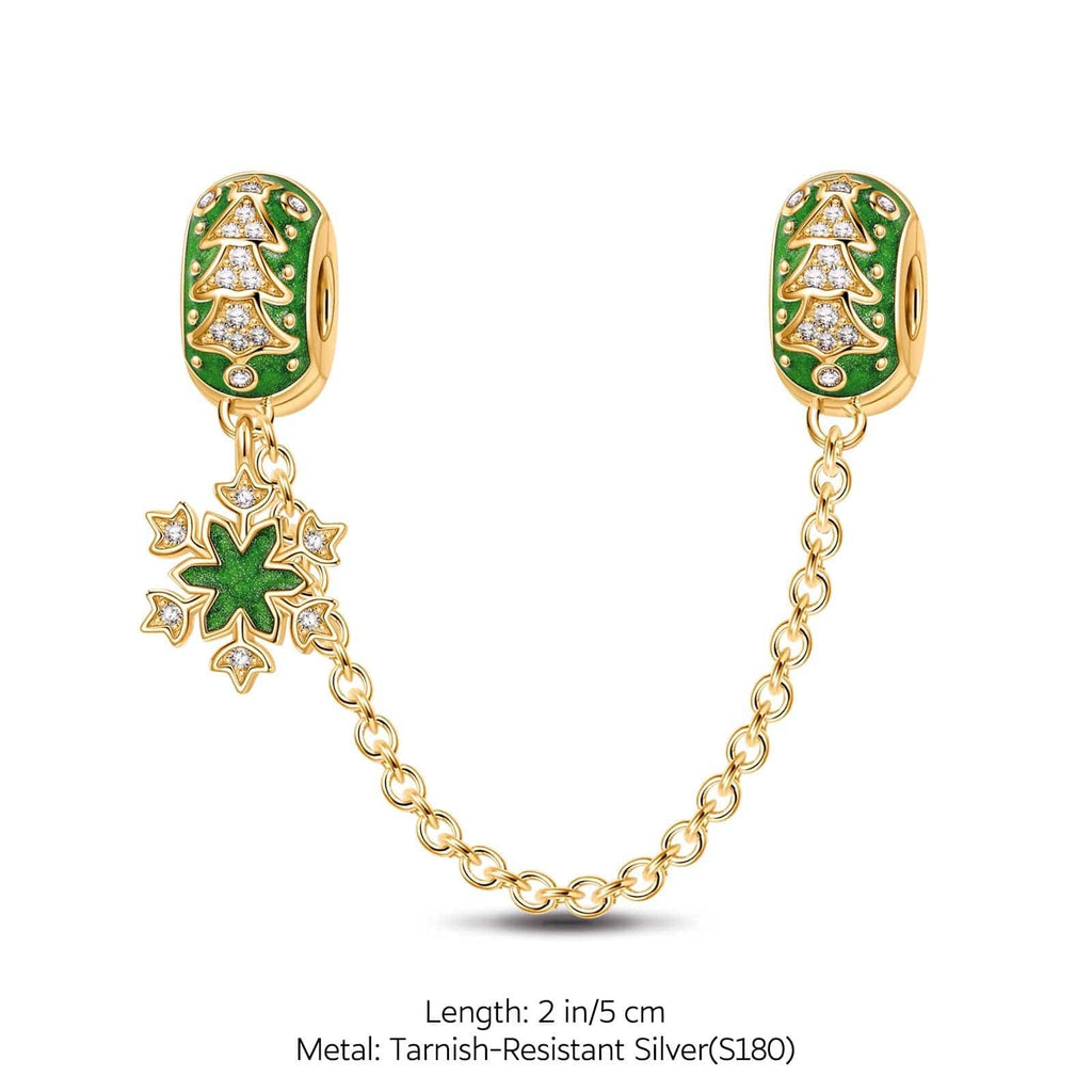 Green Frozen Tarnish-Resistant Silver Safety Chain With Enamel In 14K Gold Plated