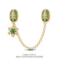 Green Frozen Tarnish-Resistant Silver Safety Chain With Enamel In 14K Gold Plated