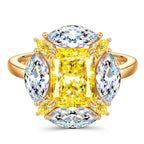 Cushion Modified Brilliant Cut Fancy Vivid Yellow Ice-Frosted Sparkle Lab Zircon Halo Classic Engagement Ring – 14K Yellow Gold Plated