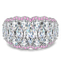 4×8mm Marquise Brilliant Cut Lab Zircon Pavé Classic Engagement Ring – White Gold Plated
