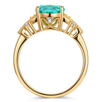 Oval Brilliant Cut Paraiba Tourmaline Pavé Engagement Ring – 14K Yellow Gold Plated