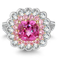 Cushion Cut Fancy Vivid Rose Lab-Certified Pink Sapphire Halo Classic Engagement Ring – Two-Tone Plating