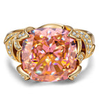 12x12mm Cushion Modified Brilliant Cut Ice-Frosted Sparkle Lab Zircon Pavé Classic Engagement Ring – 14K Yellow Gold Plated