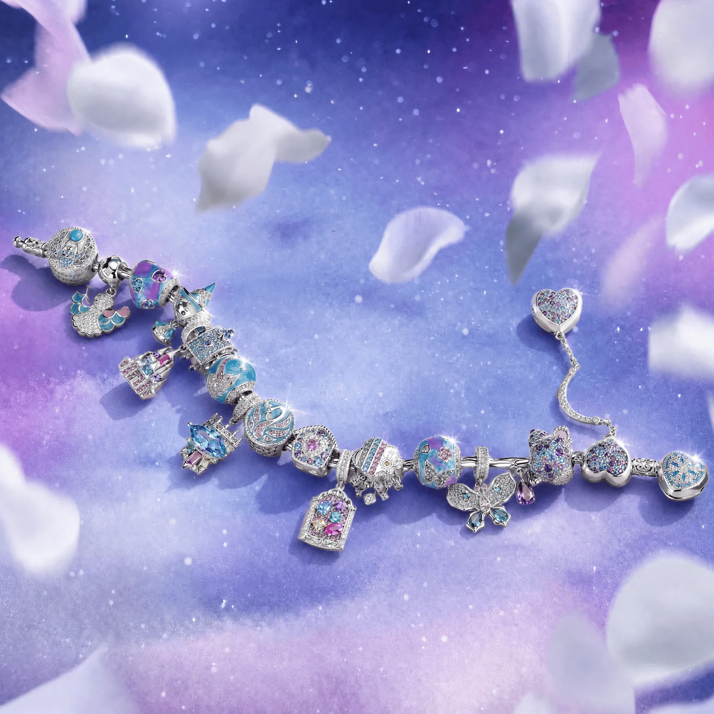 Aqua Fairy Tale Princess Charm Bracelet Set