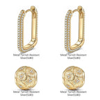 Golden Sunflower Tarnish-Resistant Silver Charms Earrings Set with Sterling Silver Ear Post In 14K Gold Plated