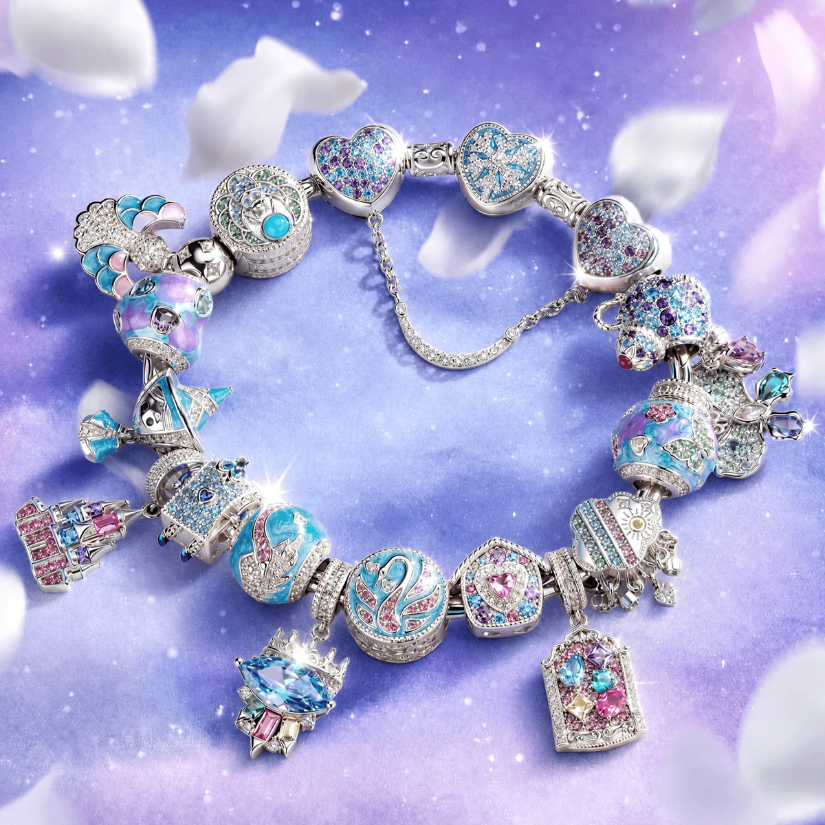 Aqua Fairy Tale Princess Charm Bracelet Set