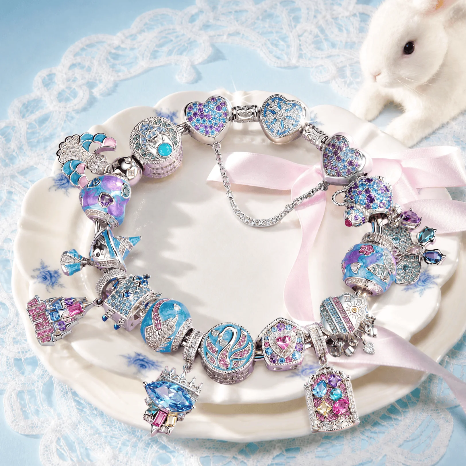 Aqua Fairy Tale Princess Charm Bracelet Set