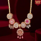 Sterling Silver Rosy Dreams Charms Necklace Set – 14K Gold Plated