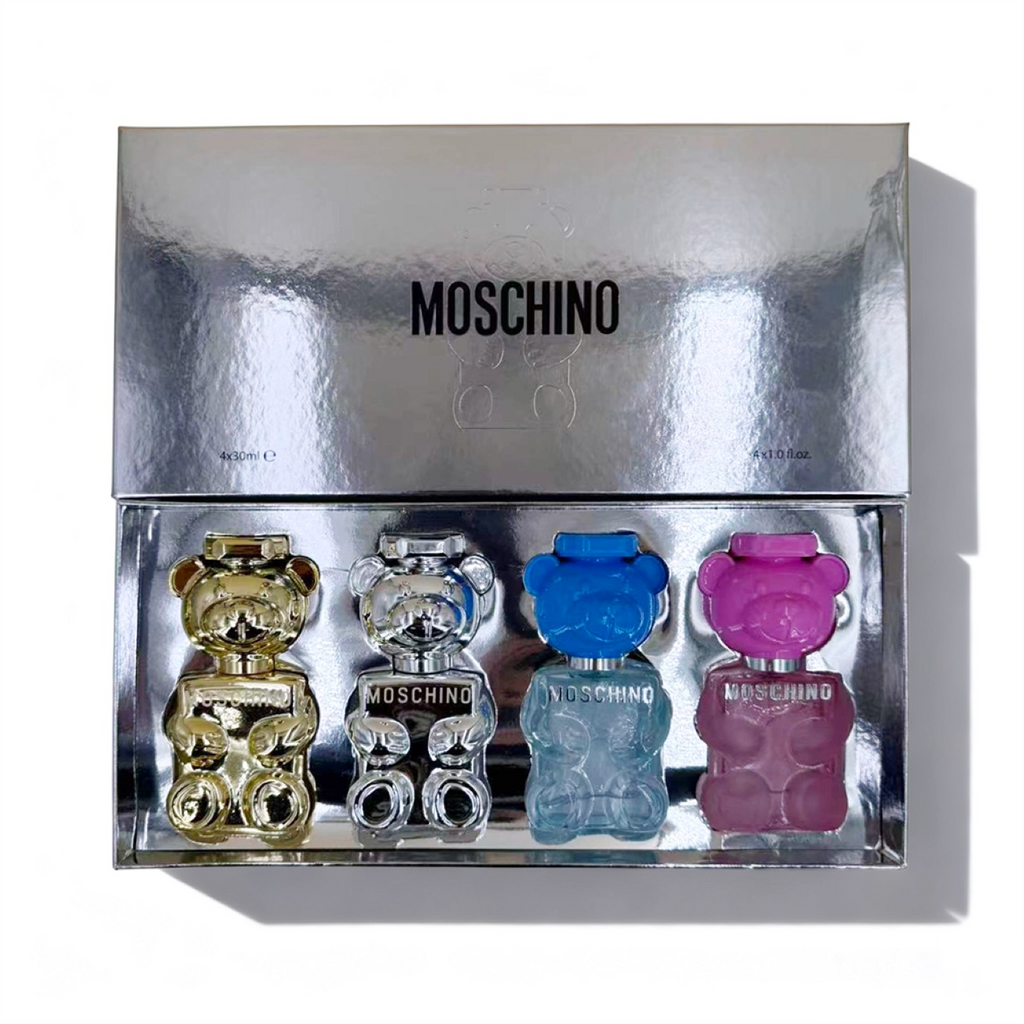 Silver Shimmer Teddy Mini Set – 4-Piece Collection